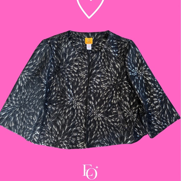 Ruby Rd. Black and Silver Floral Cape - Picture 3 of 7